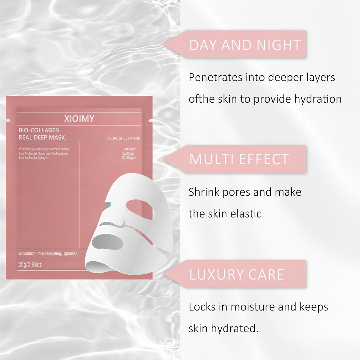 Hydrogel mask detail view