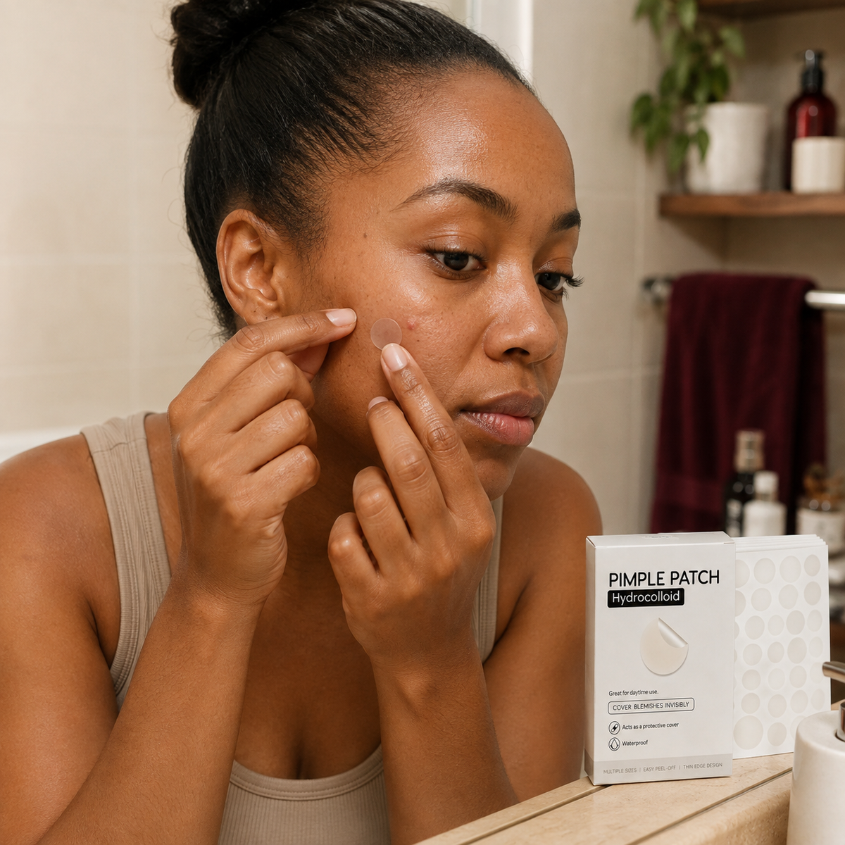 Barely There Hydrocolloid Spot Patches in a home skincare routine