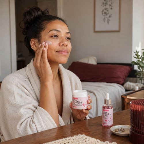 Blossom Ritual Facial Serum & Cream Duo in a home skincare routine