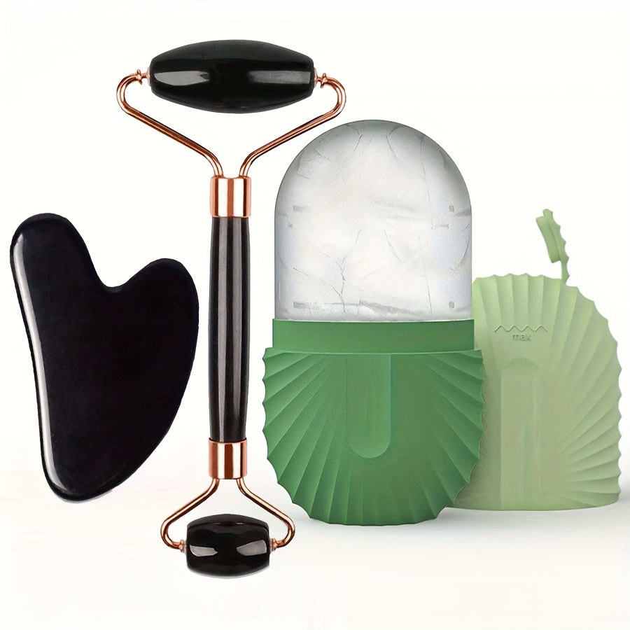 3-in-1 ice face roller and gua sha set