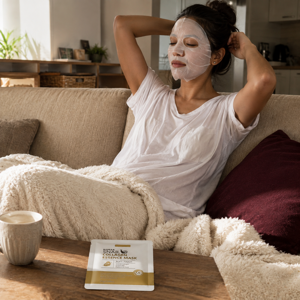 Silken Dew Snail & Collagen Sheet Masks in a home skincare routine